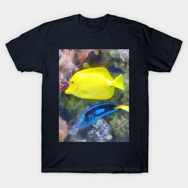 Fish - Yellow and Blue Tang Fish T-Shirt by SusanSavad